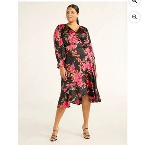 Sofia by Sofia Vergara Faux
Wrap Dress with Ruffles Trim Skirt